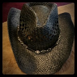 Beautiful black straw cowgirl hat